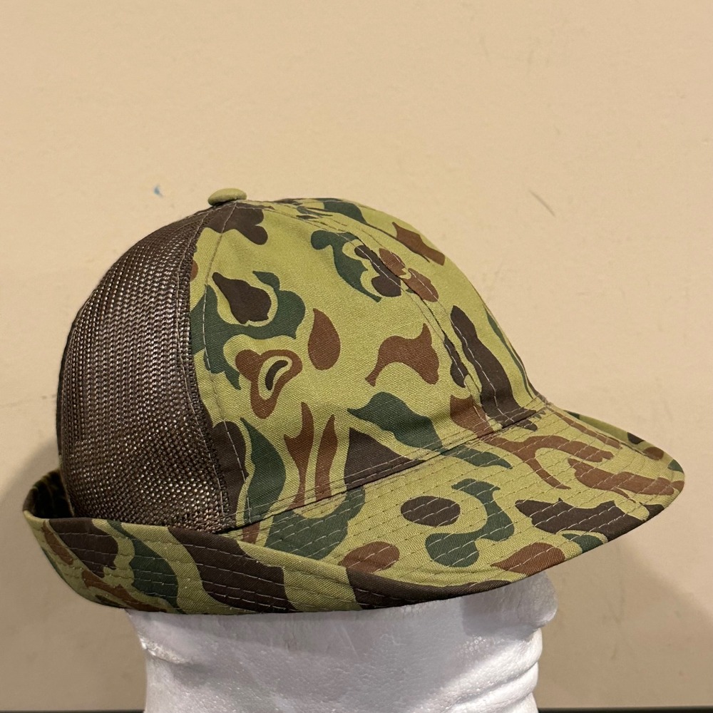 Vintage Duck Hunter Camo Mesh Side Hat Mens Medium Woodland Camouflage Cap